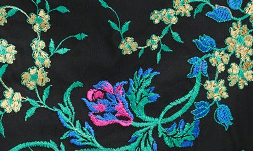 Siena Floral Embroidered Mesh Sheath Dress In Black