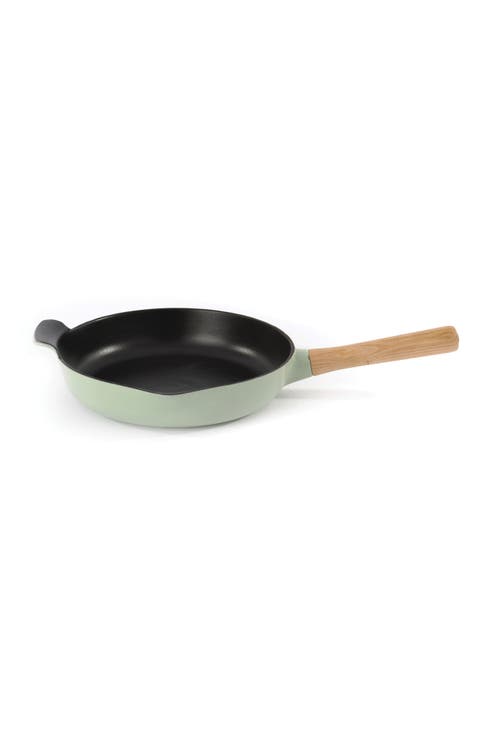 Green Cast Iron Covered 2.6 Quart Fry Pan