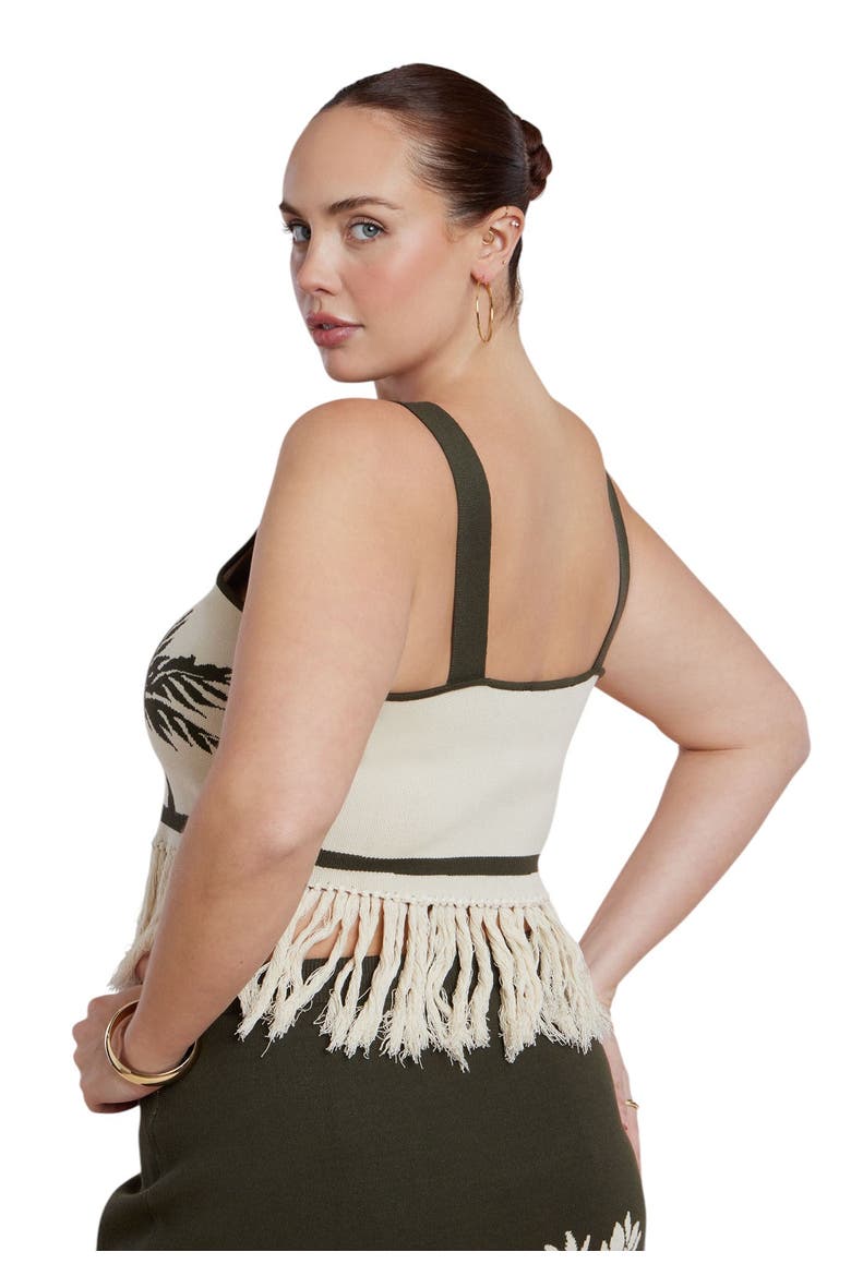 Fringe Crop Top (plus), Alternate, color, TRIO PALM OLIVE