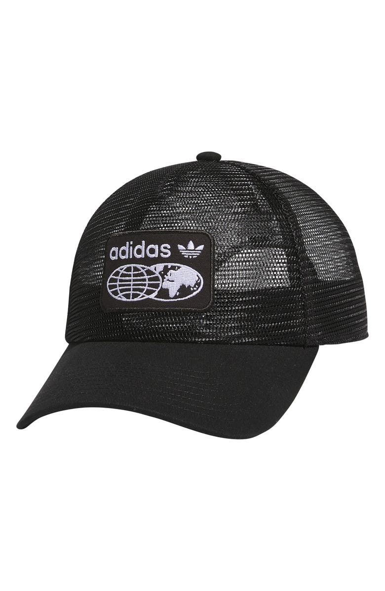 adidas Worldwide Full Mesh Snapback Trucker Hat, Main, color,