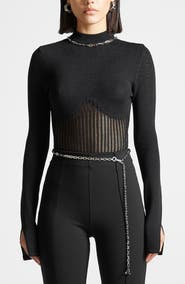 Manière De Voir Contour Knit Bodysuit with Chain