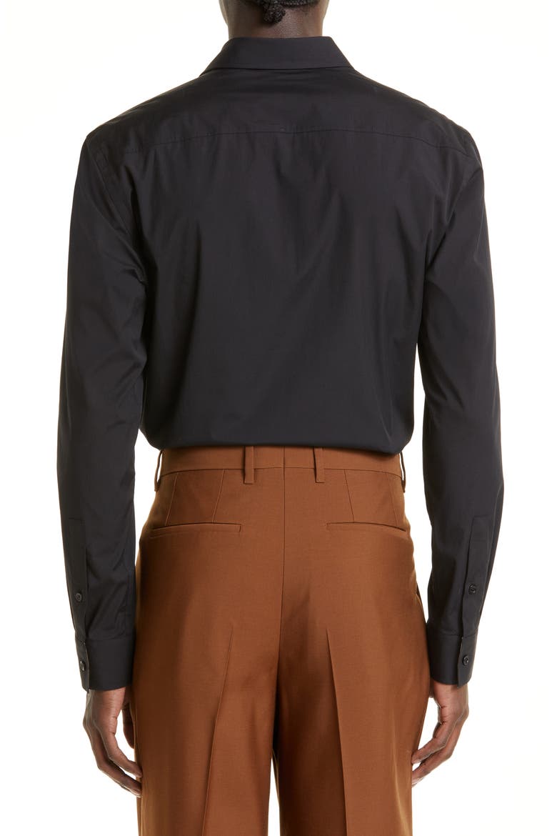 Sherfield Equestrian Knight Stretch Cotton Poplin Button-Up Shirt, Alternate, color, BLACK