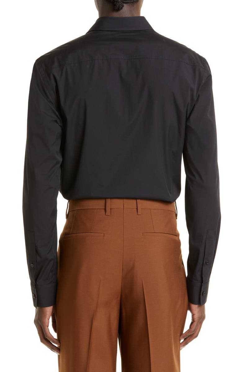 Burberry Sherfield Equestrian Knight Stretch Cotton Poplin Button-Up Shirt, Alternate, color, Black