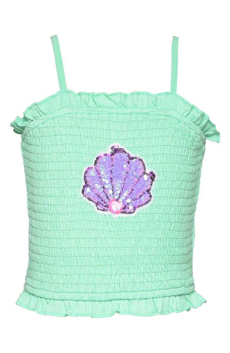 Hannah Banana Kids' Sequin Seashell Appliqué Smocked Tank, Main, color,