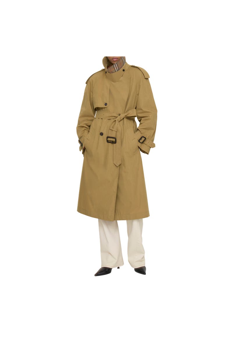 Long Canvas Fitzrovia Trench Coat with Warmer, Alternate, color, Lignum brown