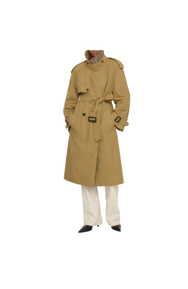 Burberry Long Canvas Fitzrovia Trench Coat with Warmer, Alternate, color, Lignum Brown