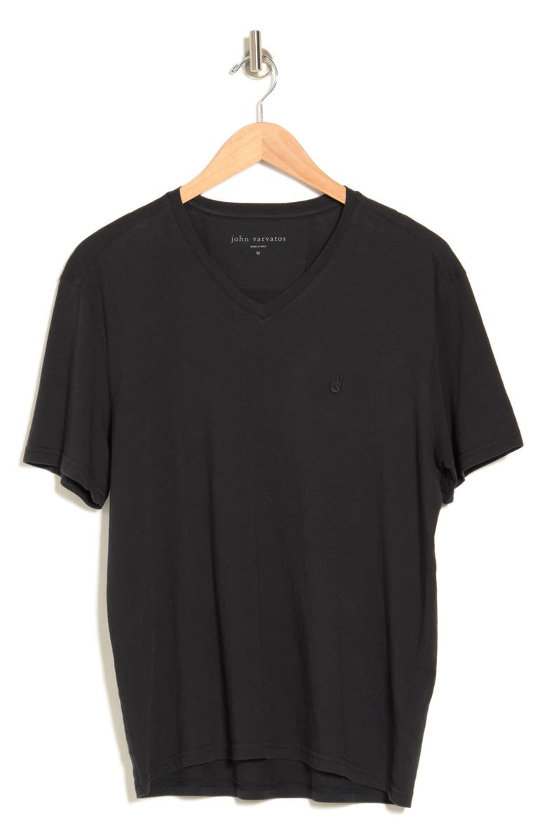 John Varvatos Nash V-Neck Cotton T-Shirt, Alternate, color, Black