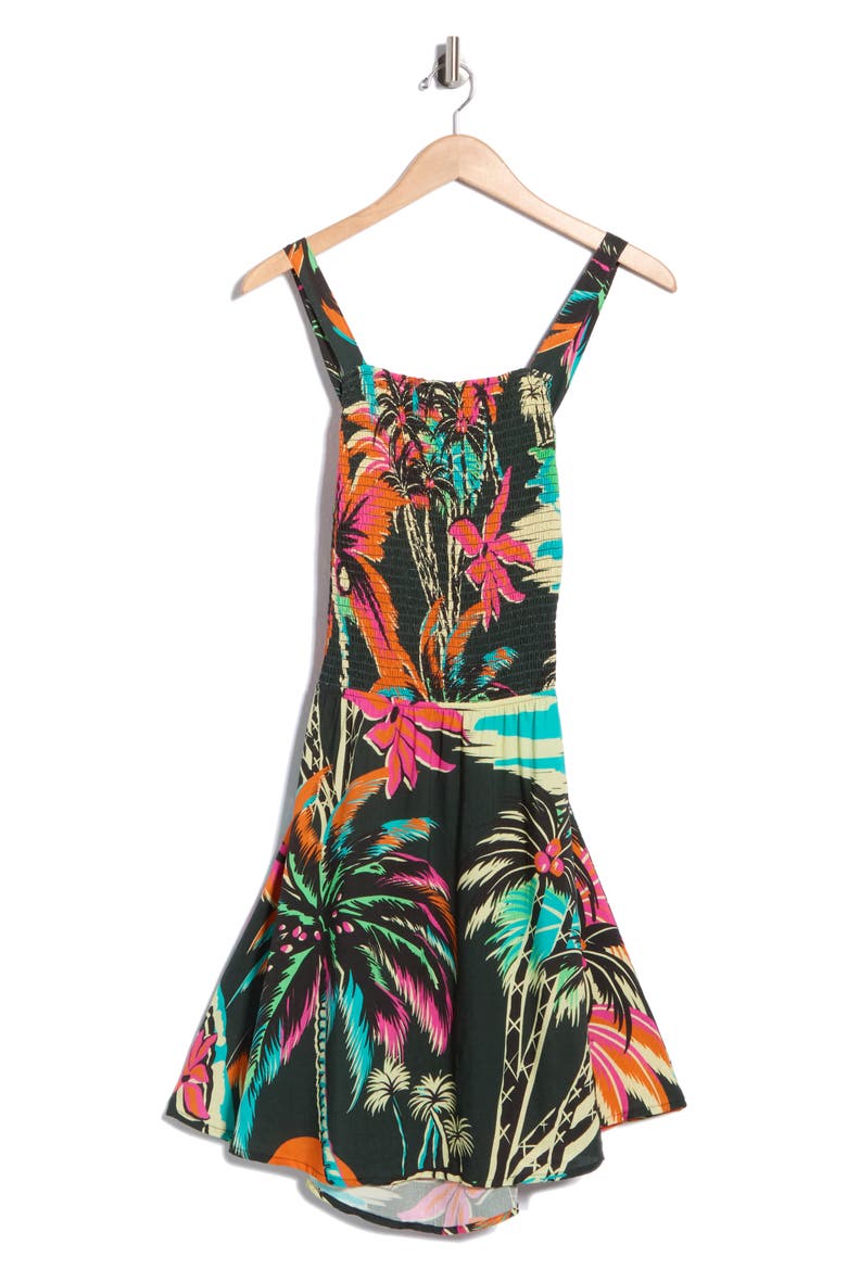 Scarlett Tropical Print Cover-Up Dress, Main, color, GREEN