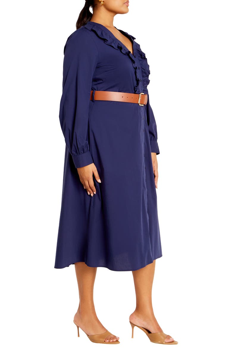 Emi Belted Midi Dress, Alternate, color, NAVY