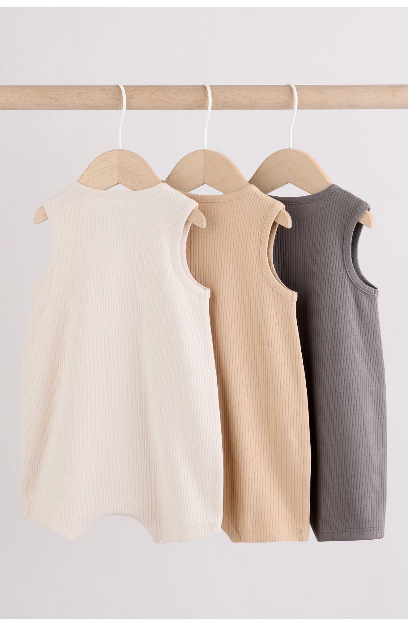 NEXT 3-Pack Rib Cotton Rompers — фото 2