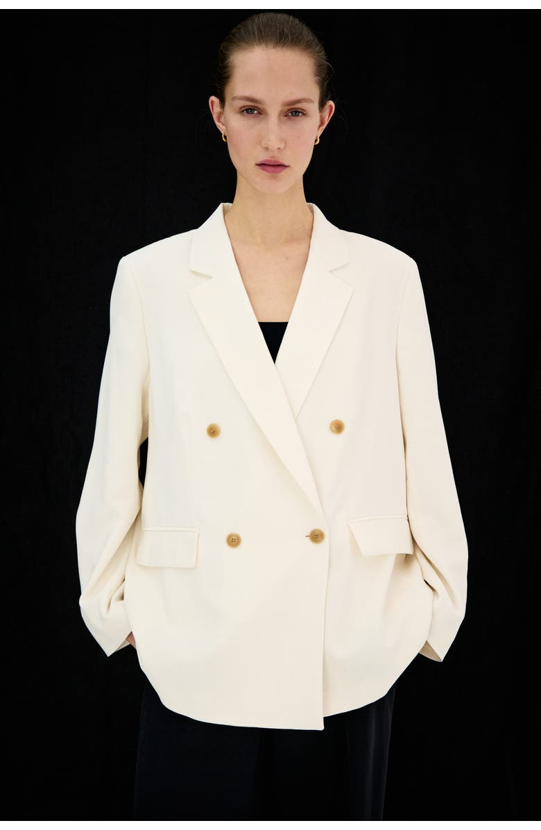 H&M Double-breasted Blazer, Alternate, color, Cream