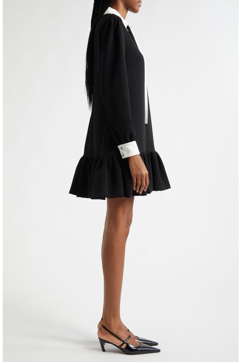 Cala Tie Neck Long Sleeve Shift Dress, Alternate, color, BLACK/ IVORY