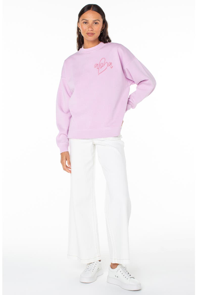Line-Up Embroidered Heart Oversize Graphic Sweatshirt, Alternate, color, ORCHID BOUQUET SOLID