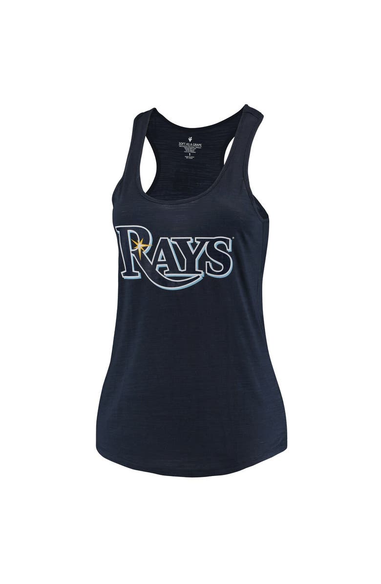 SOFT AS A GRAPE Women's Soft as a Grape Navy Tampa Bay Rays Plus Size Swing for the Fences Racerback Tank Top, Alternate, color, Navy