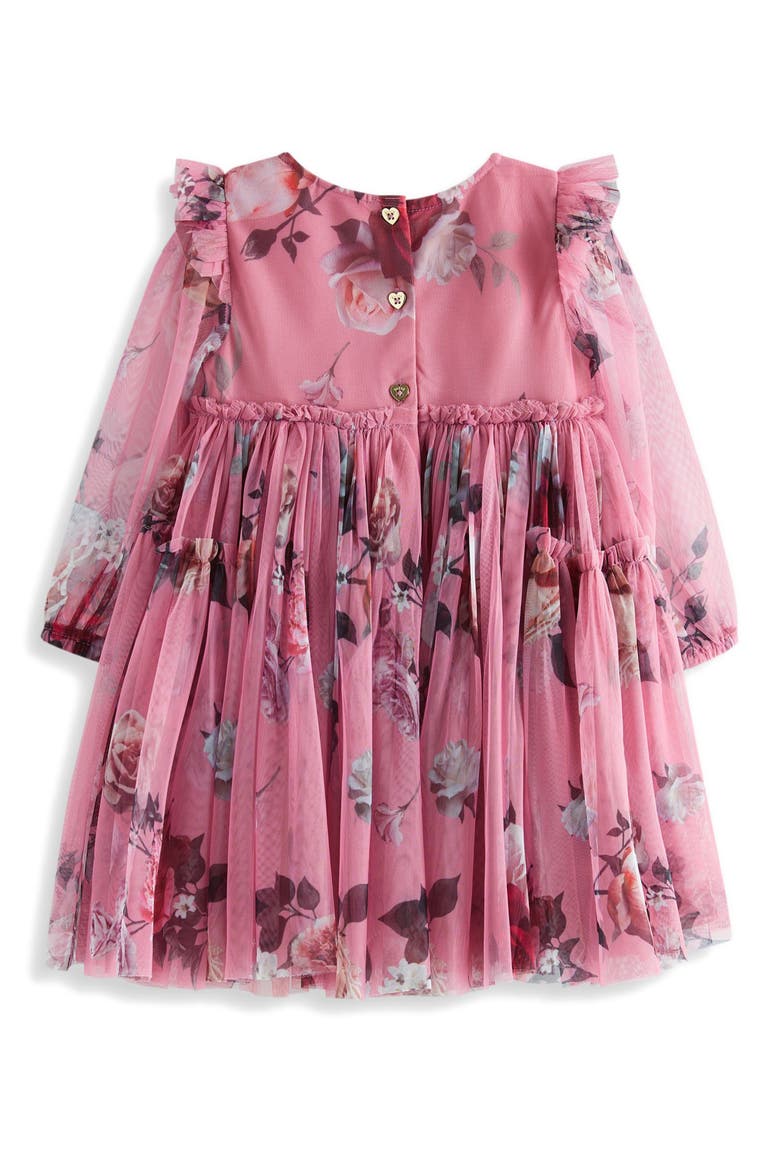 Kids' Valentina Floral Print Tulle Dress, Alternate, color, PINK