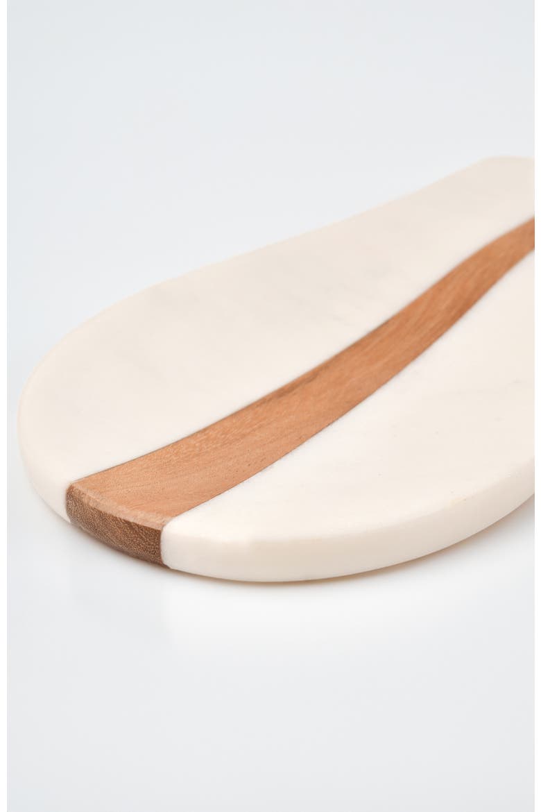 Marble and Wood Spoon Rest, Alternate, color, White