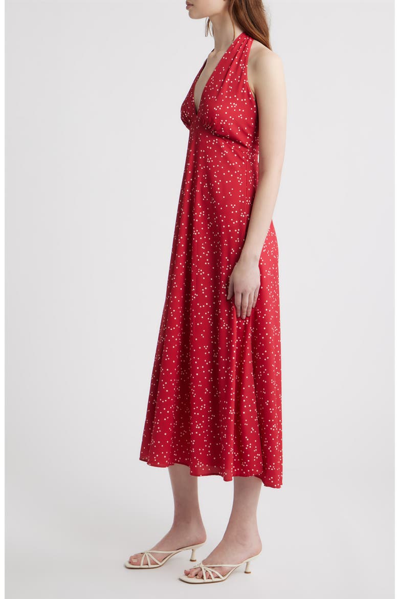 Jennah Dot Print Halter Neck Midi Dress, Alternate, color, LINNEA DOT ROSSO