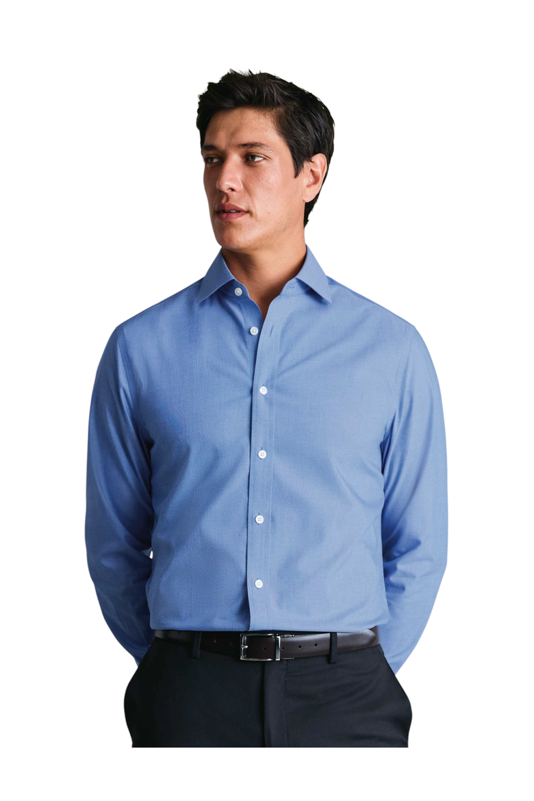 Non-Iron Cutaway Collar Poplin Shirt, Main, color, Mid Blue