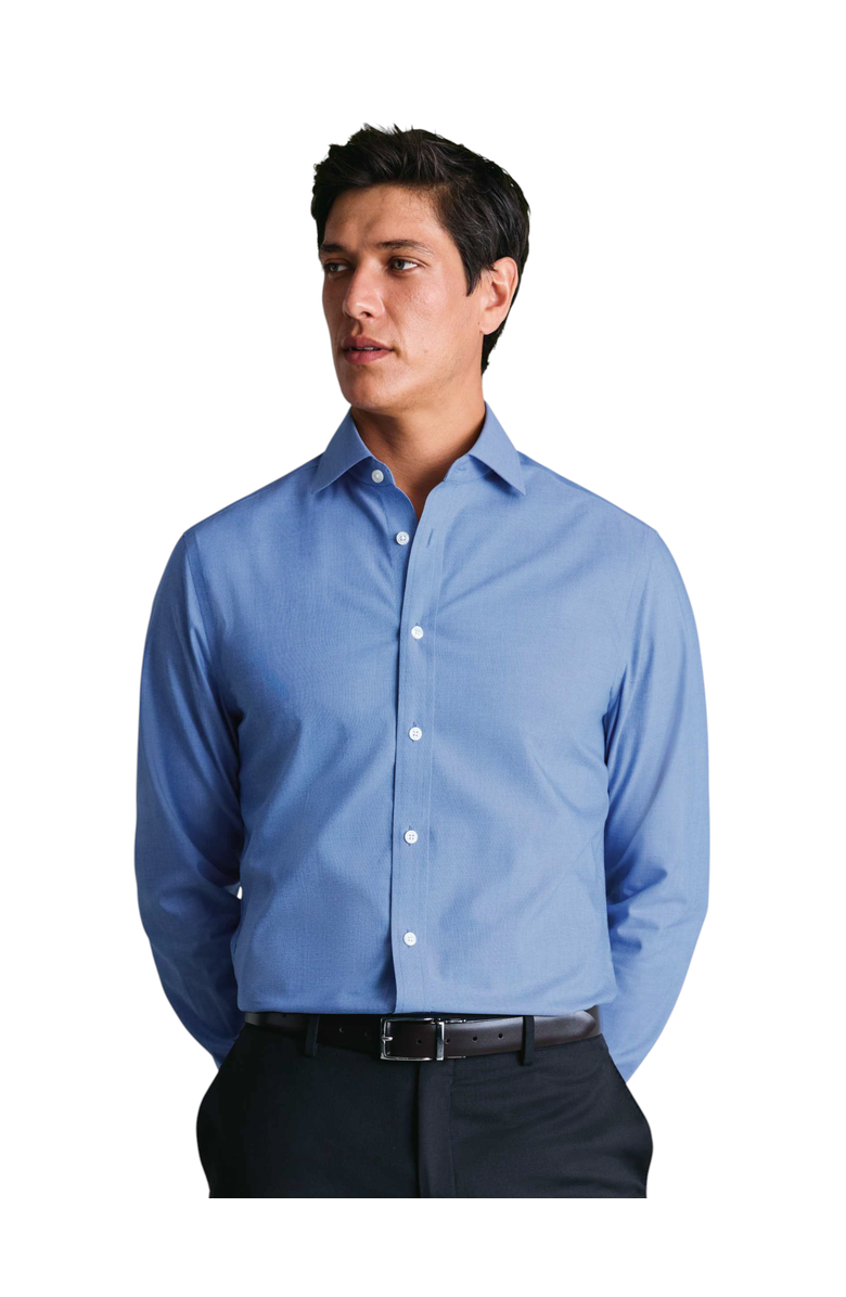 Charles Tyrwhitt Non-Iron Cutaway Collar Poplin Shirt, Main, color, Mid Blue
