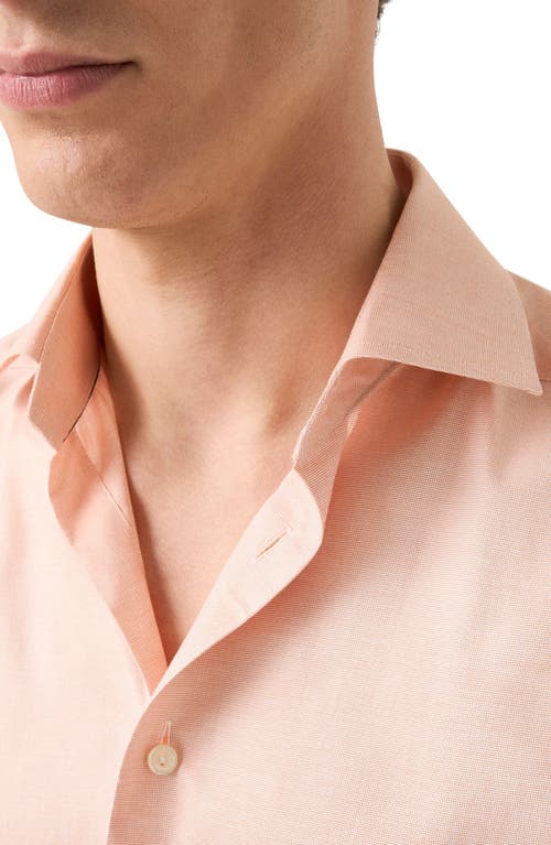 Eton Contemporary Fit Solid Orange Cotton Dobby Dress Shirt In Orange