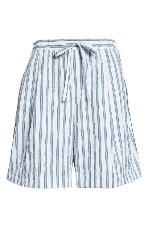 Stripe Crinkled Poplin Bowling Shorts
