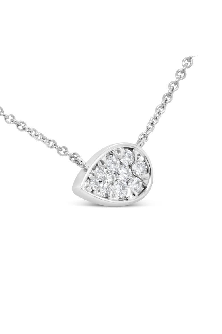 14K White Gold 1/4 Cttw Diamond Composite Teardrop Shape Pendant Necklace -, Alternate, color, White