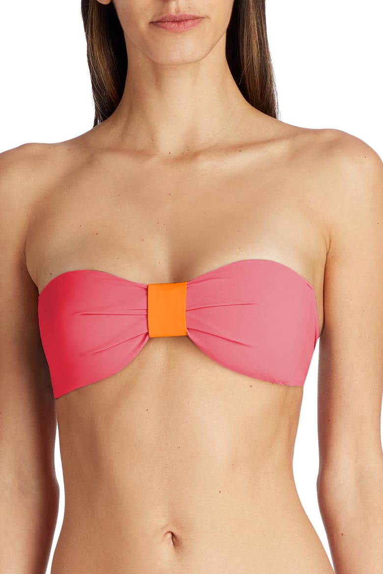 Capri Bandeau Bikini Top, Alternate, color, Coral