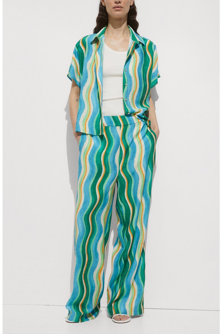Wavy Print Wide Leg Pants, Alternate, color, GREEN