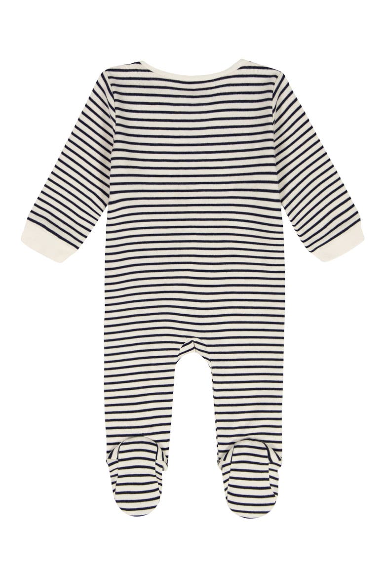 Striped Tommy Flag Logo Zip Footie, Alternate, color, NAVY