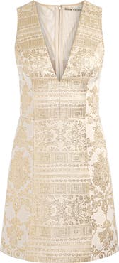Alice + Olivia Pacey Metallic Jacquard A-Line Minidress