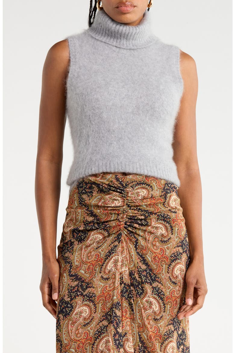 Mazzy Brushed Cashmere Sleeveless Sweater, Main, color, HEATHER GREY