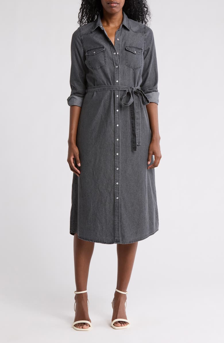DR2 by Daniel Rainn Western Denim Shirtdress, Main, color, 