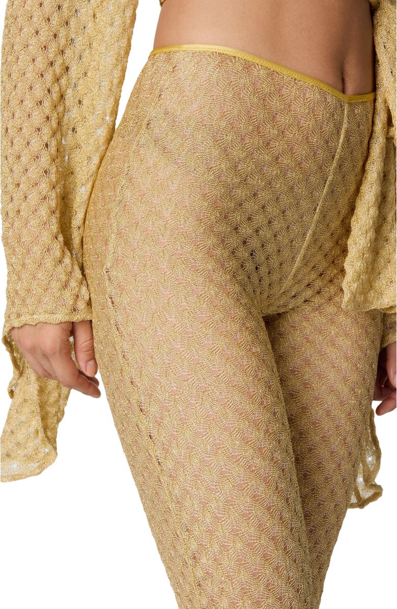 Missoni Flared Trousers In Lamé Viscose With Raschel Workmanship, Alternate, color, Gold