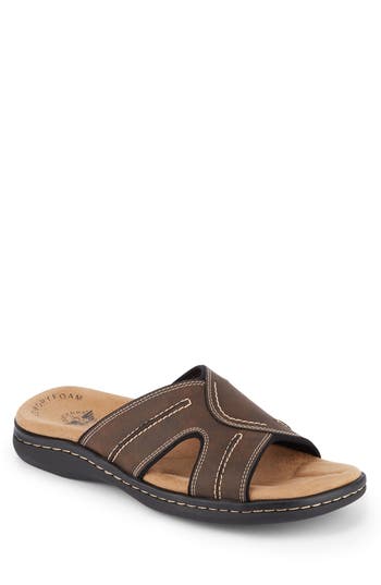 Dockers Mens Criss-cross Manmade Slide Sandals In Dark Brown