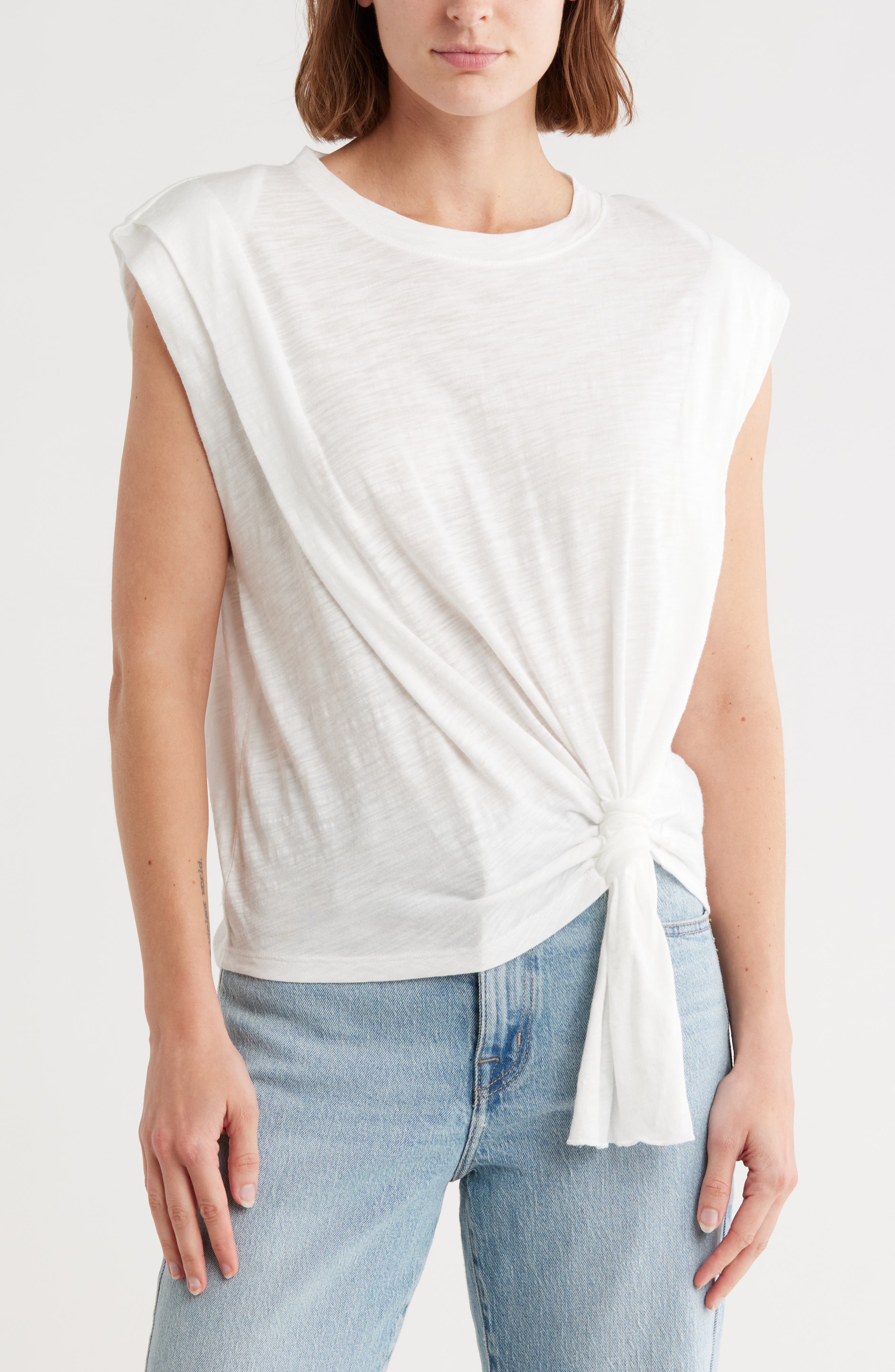 Democracy Tie Front Sleeveless Knit Top