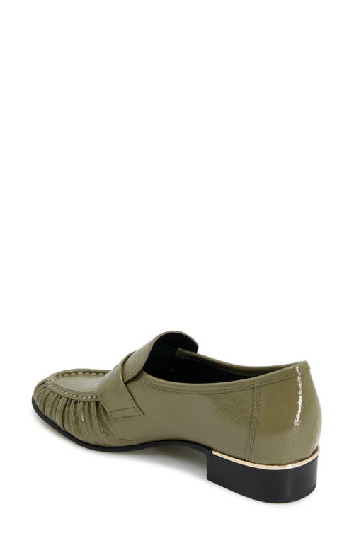 Kenneth Cole Reece Crinkle Patent Penny Loafer In Green