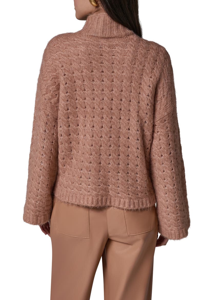 Basket Weave Turtleneck Sweater, Alternate, color, CAMEL