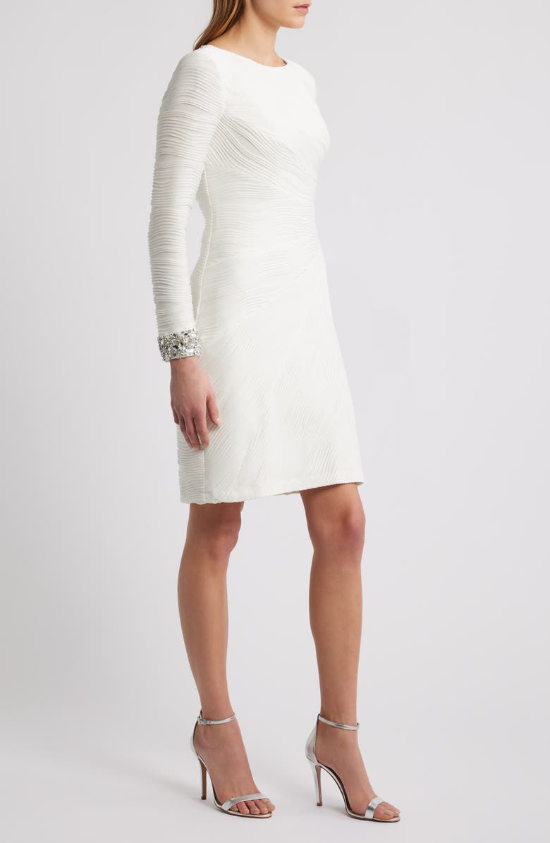 Vince Camuto Foil Wave Long Sleeve Knit Dress, Alternate, color, Ivory