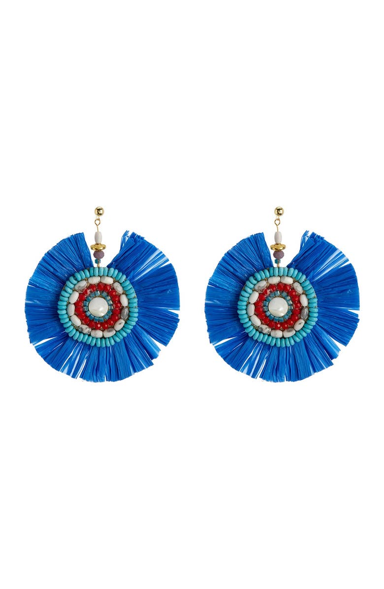 OLIVIA WELLES Fiesta Multi-Color Raffia Earrings, Main, color, Gold-Multi