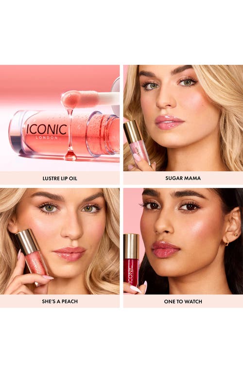 Iconic London Lustre Lip Oil In Rose Riot