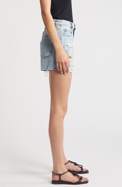 Frame The Vintage Relaxed Denim Shorts In Fizz Indigo Destructed