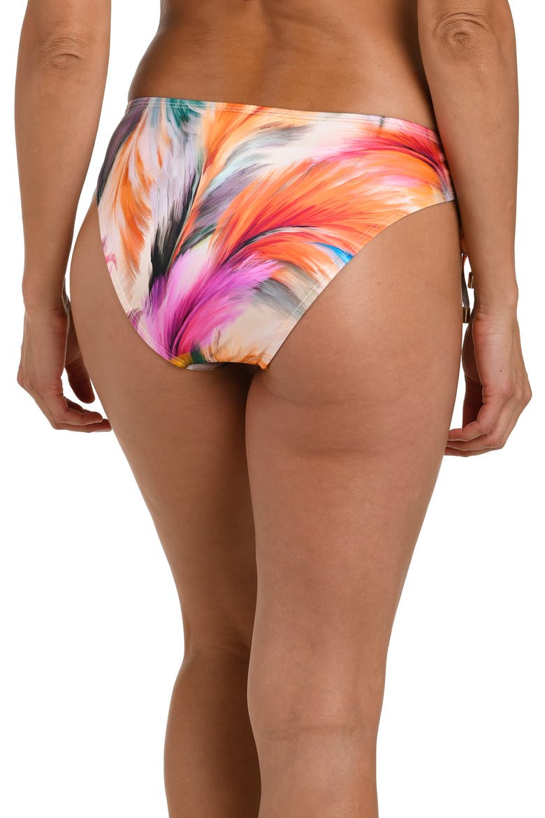 Feathered Impression Adjustable Loop Hipster Bikini Bottoms, Alternate, color, PINK MULTI