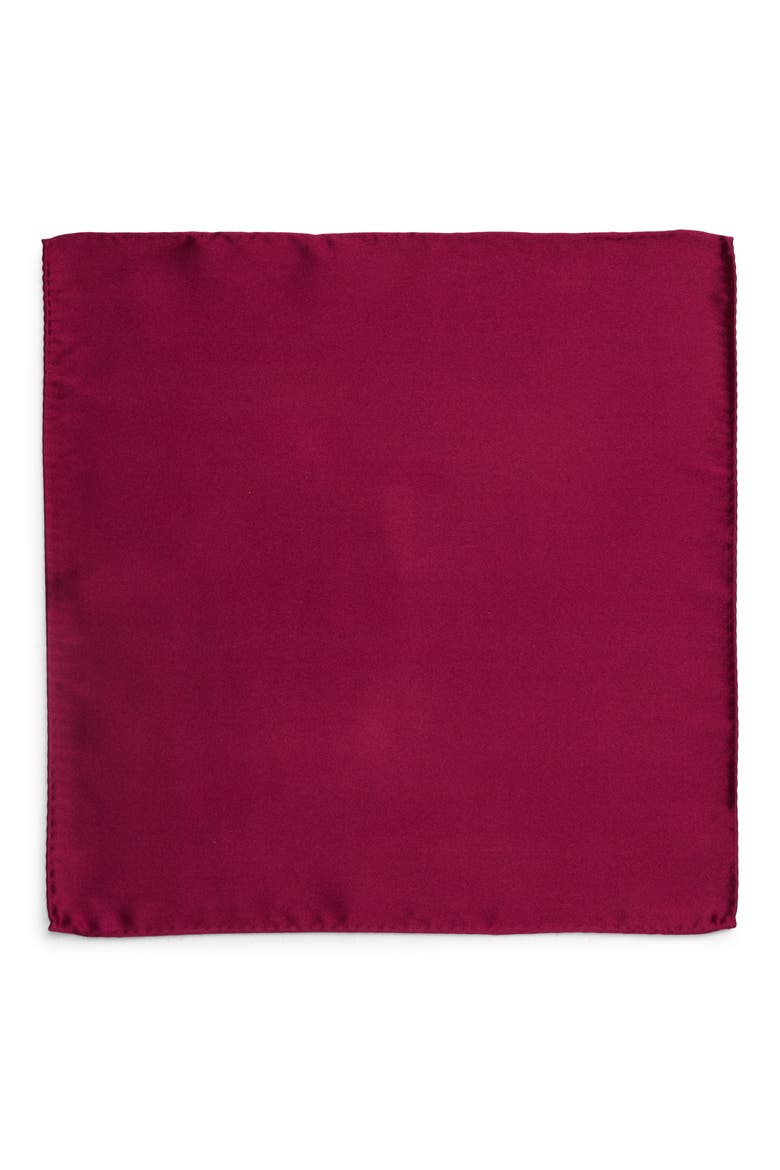 Solid Silk Pocket Square, Alternate, color, WINE