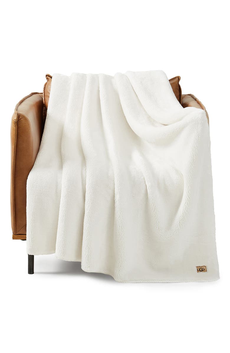UGG<sup>®</sup> Whitecap Fleece Throw Blanket, Alternate, color, Snow