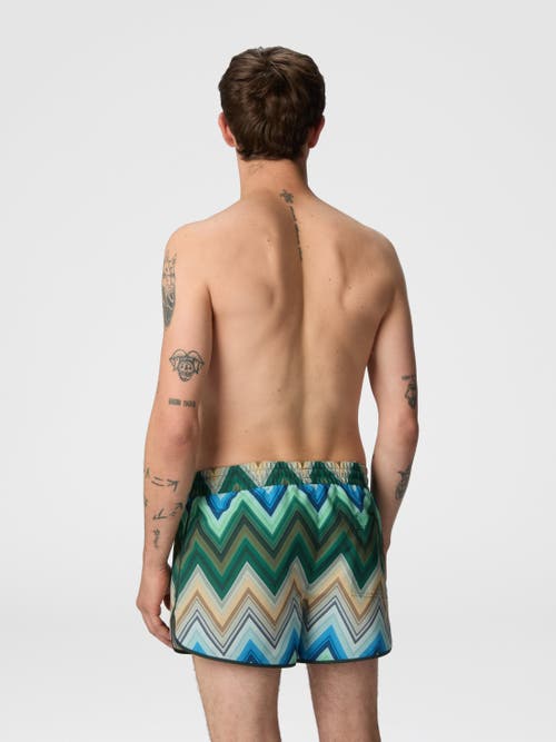 Missoni Swim Shorts With Macro Zigzag Print In Green