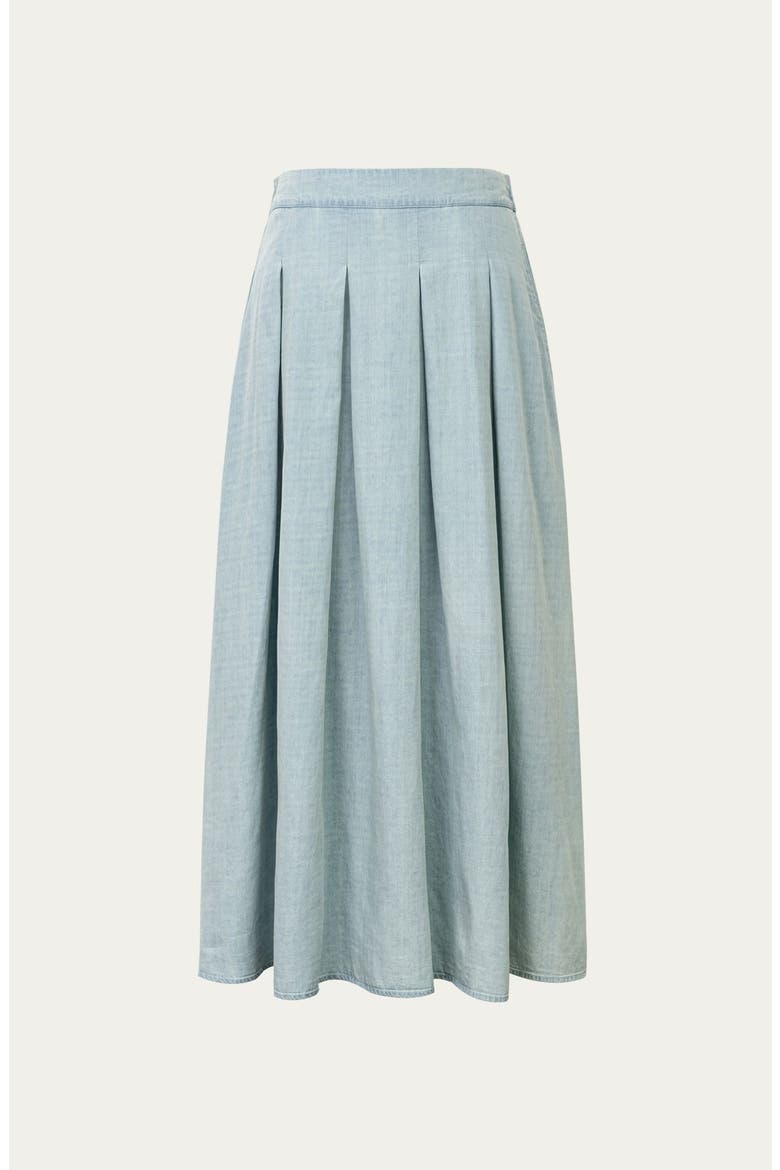 Amaia Pleated Maxi Skirt, Alternate, color, Chambray Blue