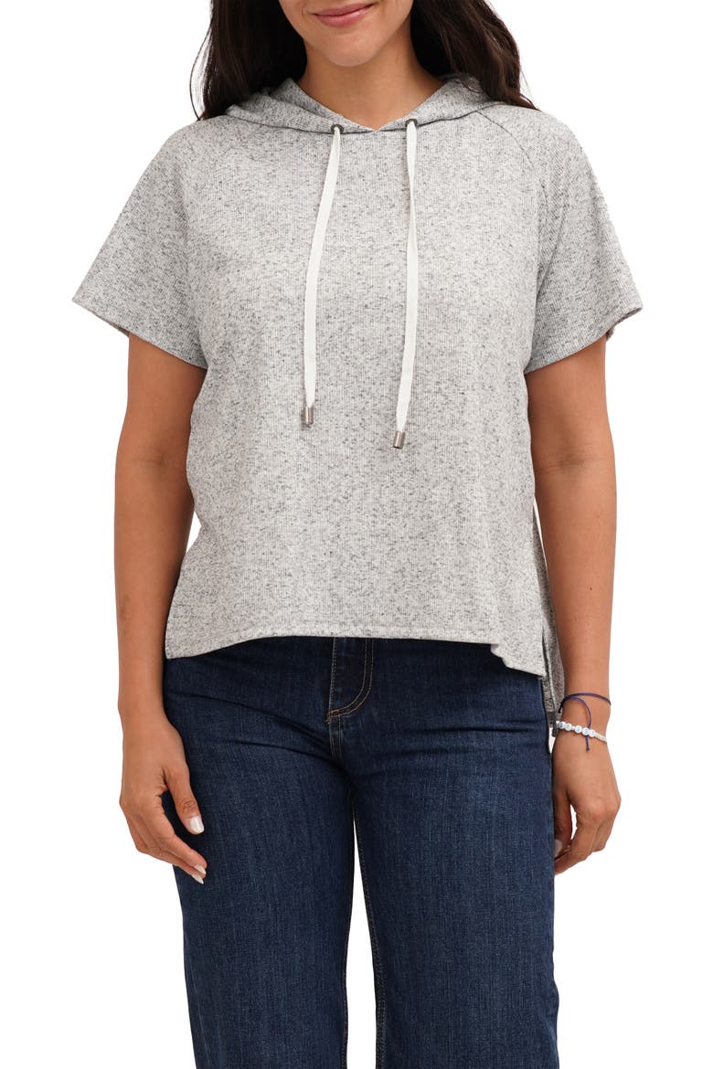 Short Sleeve Pullover Hoodie, Main, color, MIDNIGHT/ BLACK