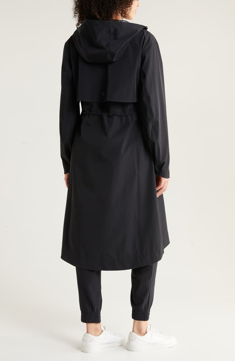 Zella Journey Water Resistant Raincoat, Alternate, color, Black