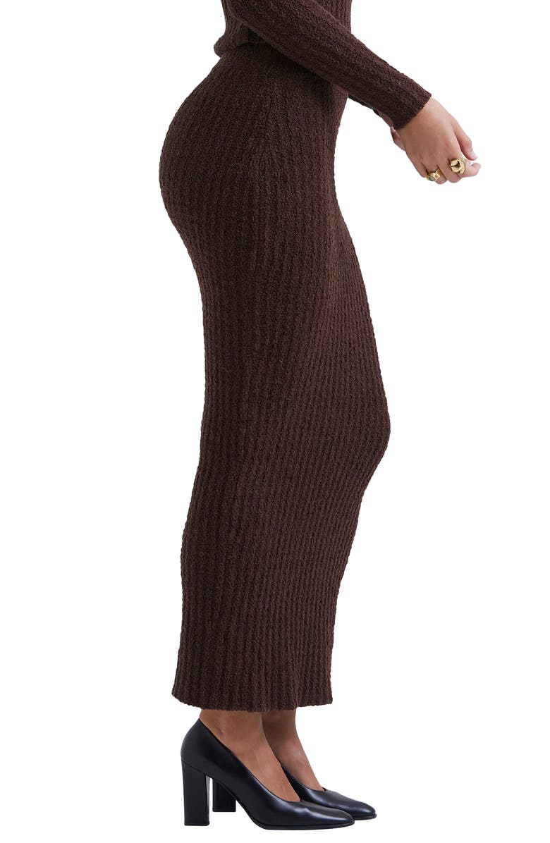 HOUSE OF CB Sloane Bouclé Knit Skirt, Alternate, color, Chocolate Brown