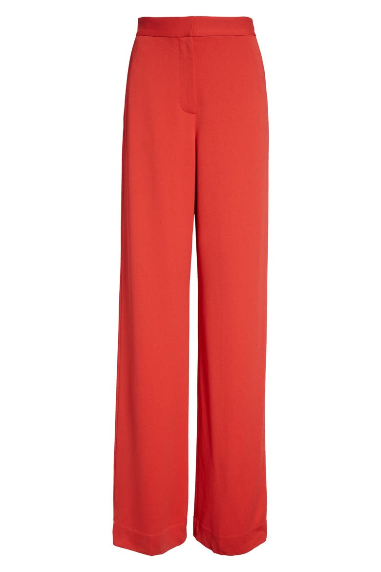 Stretch Crepe Pants, Alternate, color, DEEP CORAL